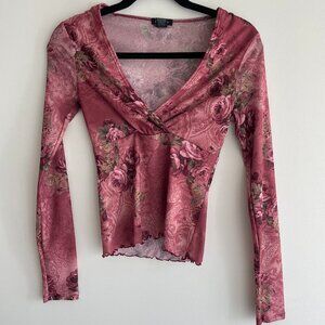 Y2K mesh rose long sleeve